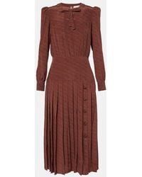 Alessandra Rich - Leopard-Print Silk Midi Dress - Lyst