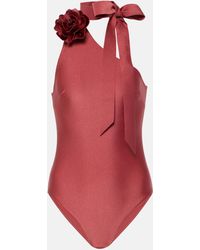 Zimmermann - Waverly Floral-applique One-shoulder Swimsuit - Lyst