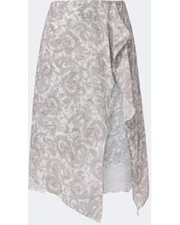 Acne Studios - Paisley Lace-Trimmed Silk Crepe Midi Skirt - Lyst