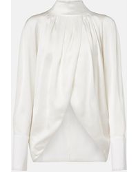 Balmain - Draped Silk Satin Blouse - Lyst