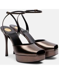 Saint Laurent - La Scandale 110 Leather Platform Sandals - Lyst