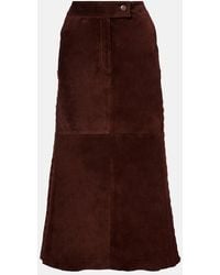 Johanna Ortiz - Mid-Rise Suede Midi Skirt - Lyst