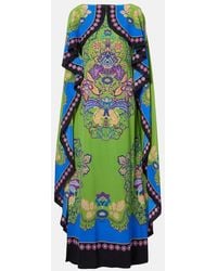 La DoubleJ - Magic Printed Caped Silk Maxi Dress - Lyst