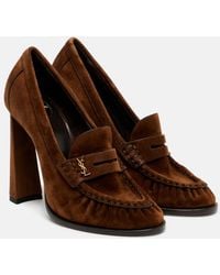 Saint Laurent - Le Loafer 110 Suede Loafer Pumps - Lyst