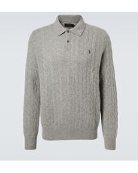 Polo Ralph Lauren - Cable-Knit Wool And Cashmere Polo Sweater - Lyst