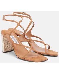 Jimmy Choo - Azie 85 Embellished Suede Sandals - Lyst