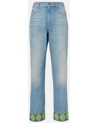Valentino Garavani - Jacquard-Trimmed Straight Jeans - Lyst