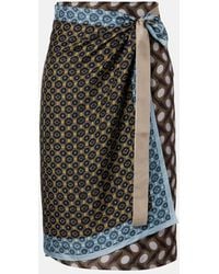 Dries Van Noten - Printed Silk Wrap Skirt - Lyst