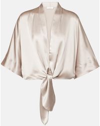 The Sei - Gathered Silk Satin Blouse - Lyst