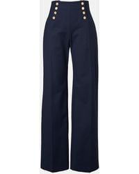 Carolina Herrera - Alba Cotton-Blend Wide-Leg Pants - Lyst