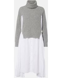 Sacai - Layered Turtleneck Midi Dress - Lyst