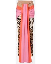 Roberto Cavalli - Leopard-Print Asymmetric Maxi Skirt - Lyst