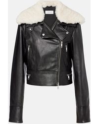 Sportmax - Toscana Shearling-Trimmed Leather Jacket - Lyst