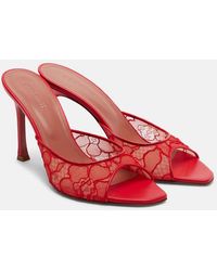 AMINA MUADDI - Alexa Leather-Trimmed Lace Mules - Lyst