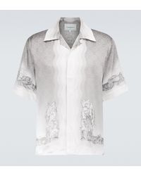 CASABLANCA Printed Silk Short-sleeved Shirt - Grey