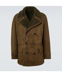 Ralph Lauren - Shearling-Trimmed Double-Breasted Suede Jacket - Lyst
