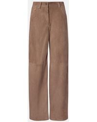 Brunello Cucinelli - Suede Wide-Leg Pants - Lyst