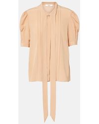 Chloé - Blusa De Crepe De China De Seda Con Lazo - Lyst