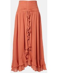 Poupette - Neree Ruched Ruffled Maxi Skirt - Lyst