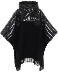 Moncler Down And Wool Poncho - Black
