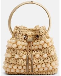 Jimmy Choo - Bon Bon Small Beaded Raffia Bucket Bag - Lyst