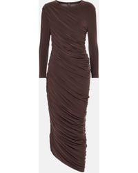 Norma Kamali - Gathered Jersey Midi Dress - Lyst