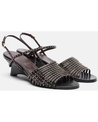 KHAITE - Drew Studded Leather Wedge Sandals - Lyst