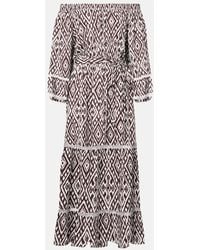 Melissa Odabash - Eclipse Gathered Printed Midi Dress - Lyst