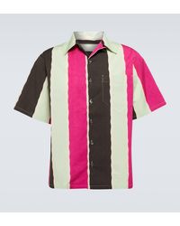 Prada - Striped Cotton-blend Polo Shirt - Lyst