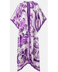 Dolce & Gabbana - Majolica Silk Twill Beach Dress - Lyst