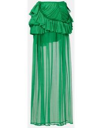 Dries Van Noten - Ruffled Silk Muslin Maxi Skirt - Lyst