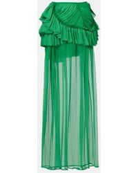 Dries Van Noten - Ruffled Silk Muslin Maxi Skirt - Lyst