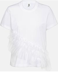 Noir Kei Ninomiya - Tulle-trimmed Cotton Jersey T-shirt - Lyst