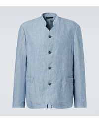Giorgio Armani - Single-Breasted Linen Jacket - Lyst