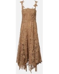 Oscar de la Renta - Floral Guipure Lace Midi Dress - Lyst