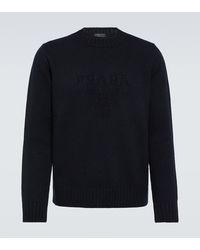 Prada - Pullover in lana e cashmere con logo - Lyst