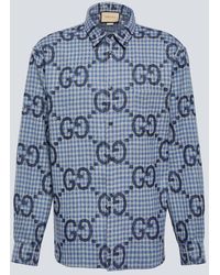 Gucci - Jumbo GG Checked Wool Shirt - Lyst