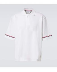 Thom Browne - Rwb Stripe Cotton Polo Shirt - Lyst