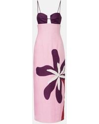 Cala De La Cruz - Firenze Floral Linen Midi Dress - Lyst