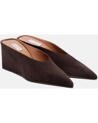 Alaïa - Cube Suede Wedge Mules - Lyst