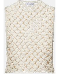 Alaïa - Open-Knit Cotton-Blend Top - Lyst