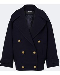 Balmain - Oversized Virgin Wool Peacoat - Lyst