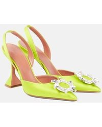 AMINA MUADDI - Verzierte Slingback-Pumps Begum 95 Aus Satin - Lyst