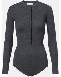 Self-Portrait - Ribbed-Knit Wool Bodysuit - Lyst
