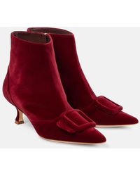 Manolo Blahnik - Ankle Boots Baylow 60 Aus Samt - Lyst