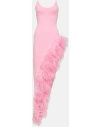 David Koma - Feather-trimmed Asymmetric Gown - Lyst