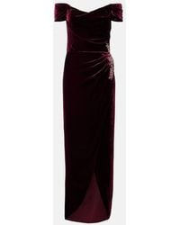 Costarellos - Embellished Off-Shoulder Velvet Gown - Lyst