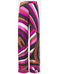 PUCCI - Iride High-Rise Silk Twill Wide-Leg Pants - Lyst