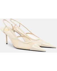Saint Laurent - Renee Mesh And Leather Slingback Pumps - Lyst