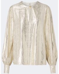 JOSEPH - Valerie Snake-Print Silk-Blend Lame Blouse - Lyst